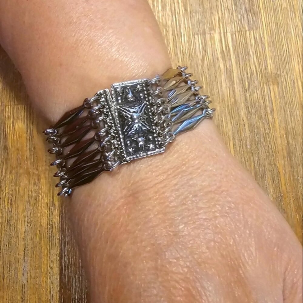 Stellar Large Vintage Sterling Panel Bracelet